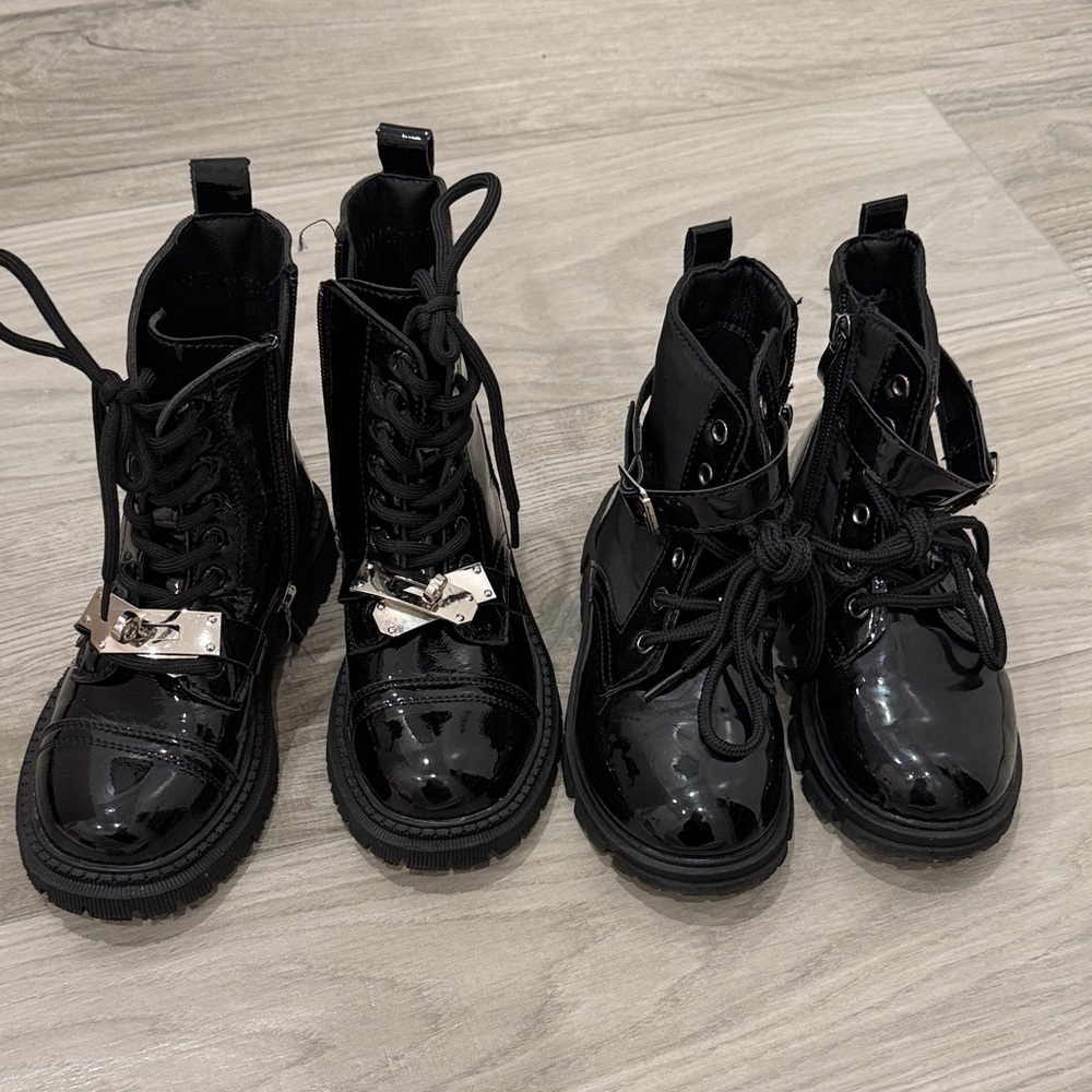 Girls fashion combat black ankle boots size 13